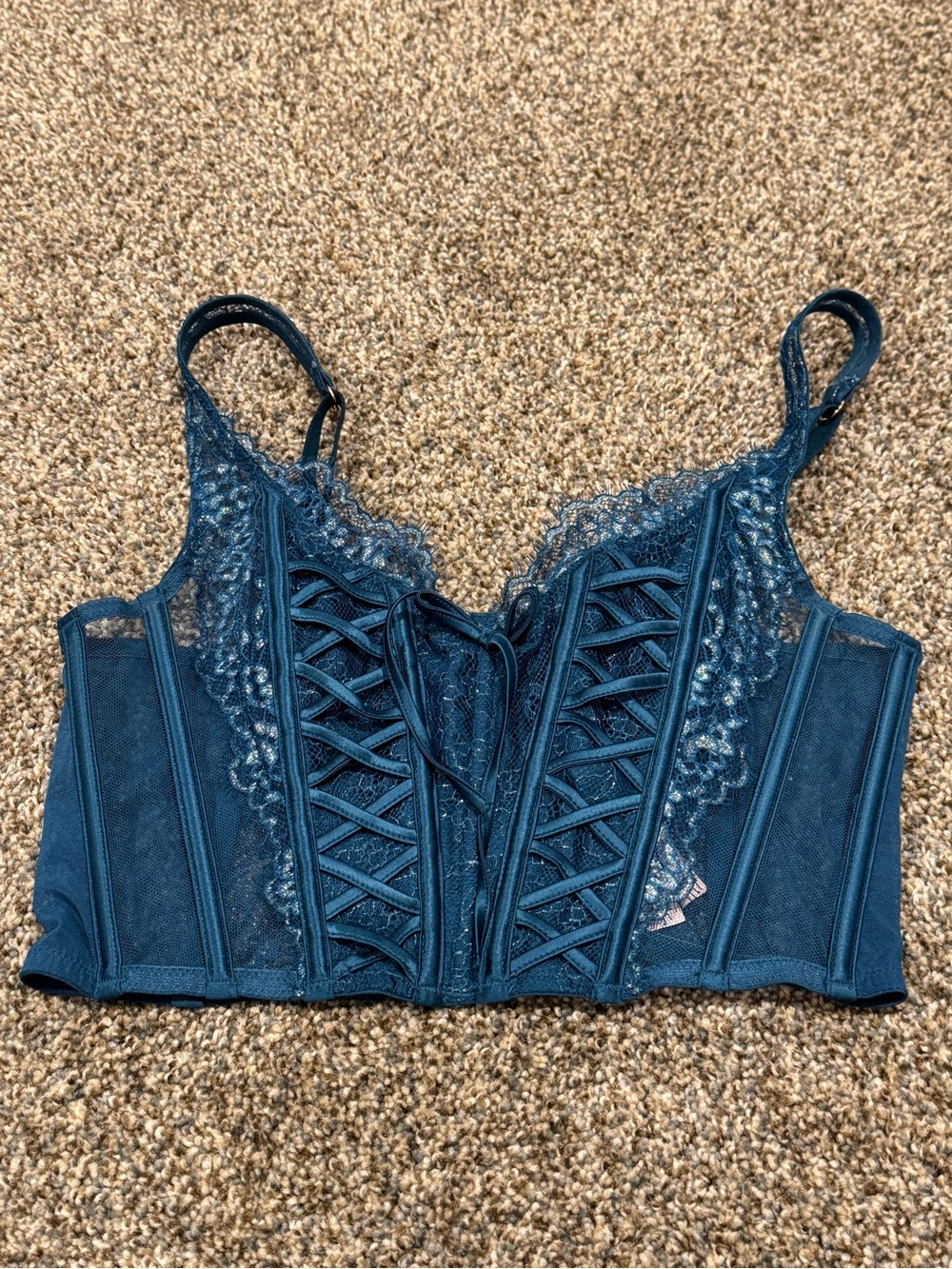 Victoria Secrets: Dream Angels: Teal Lace Corset Bralette - Women XS